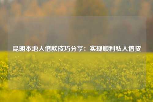 昆明本地人借款技巧分享：实现顺利私人借贷