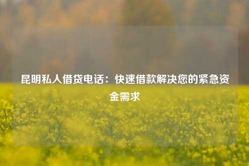 昆明私人借贷电话：快速借款解决您的紧急资金需求